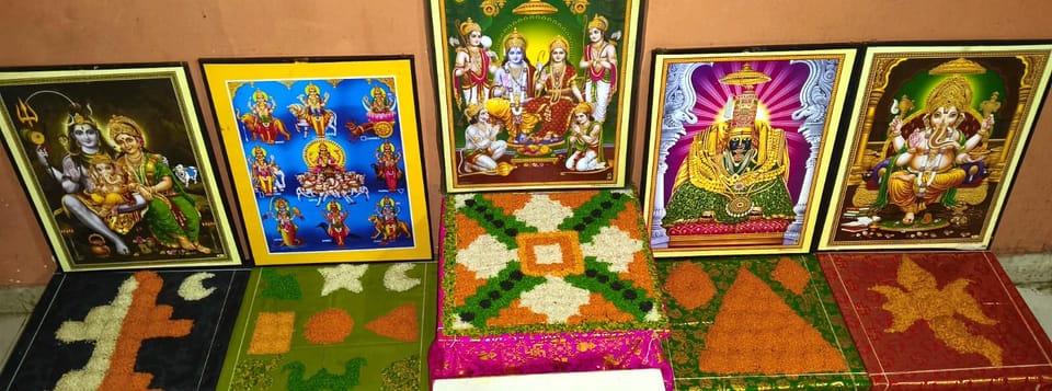 Puja arrangement prepared by Guruji